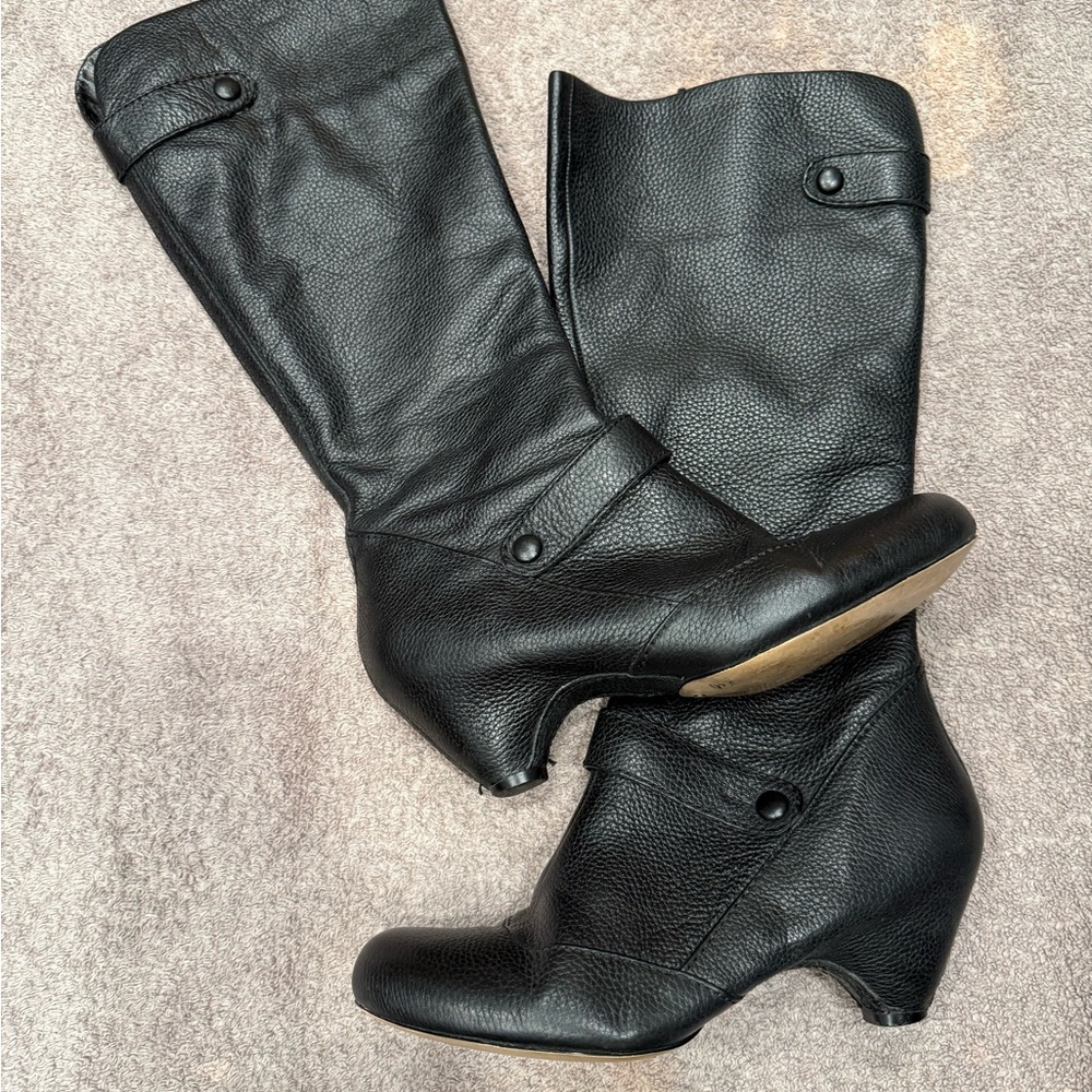 Ciao Bella Black Pebble Leather Women's Boots Size 7.5